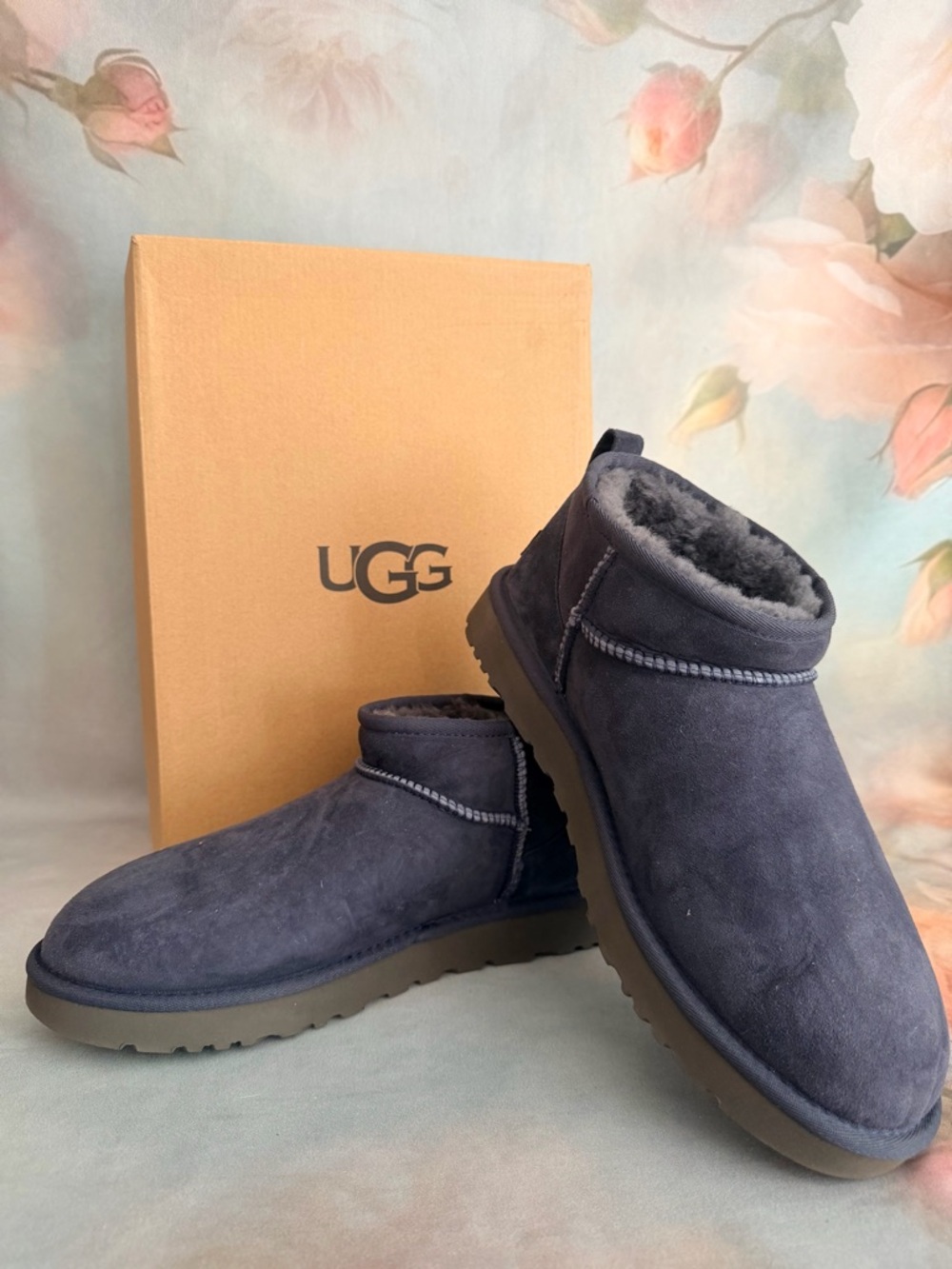 UGG Short Sheepskin Lined Ankle Boot in Dark Blue